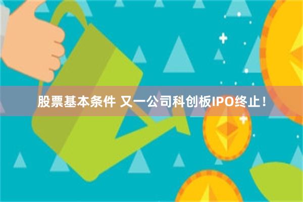 股票基本条件 又一公司科创板IPO终止！