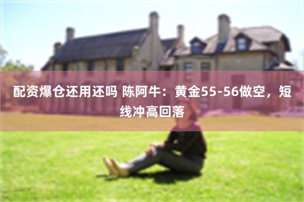 配资爆仓还用还吗 陈阿牛：黄金55-56做空，短线冲高回落