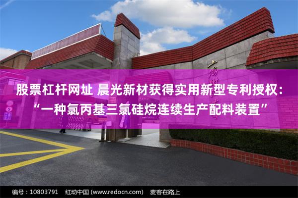 股票杠杆网址 晨光新材获得实用新型专利授权：“一种氯丙基三氯硅烷连续生产配料装置”